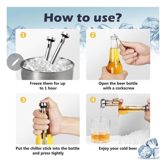 Beer Chiller Sticks for Bottles, Christmas Gifts for Him Husband Dad, Anniversar - Picture 5 of 13